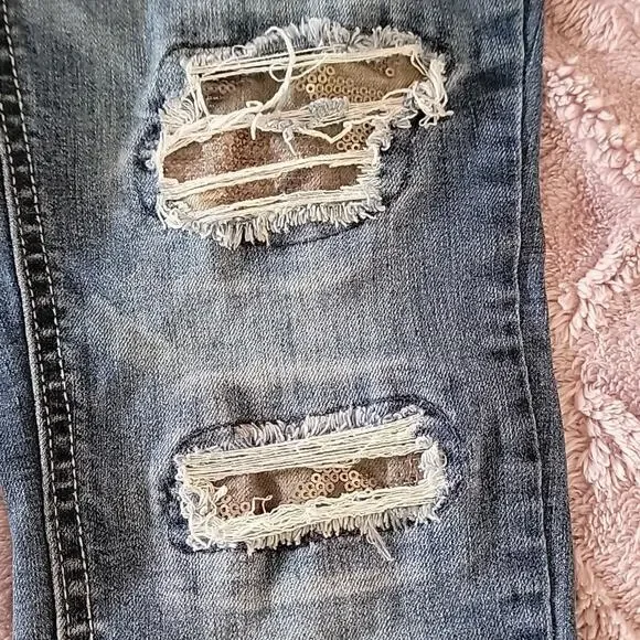 Macy's Imperial Star Distressed Skinny Jeans Size 12 Girls Adjustable Waist - Picture 2 of 8